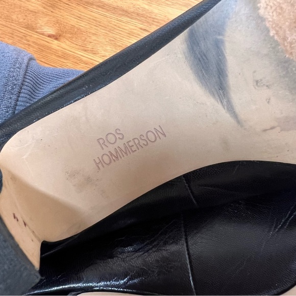 ⭐️ Ros Hommerson Valeda Chunky Low Heel Round Toe Black Kidskin Heel Size 6 - Picture 12 of 15